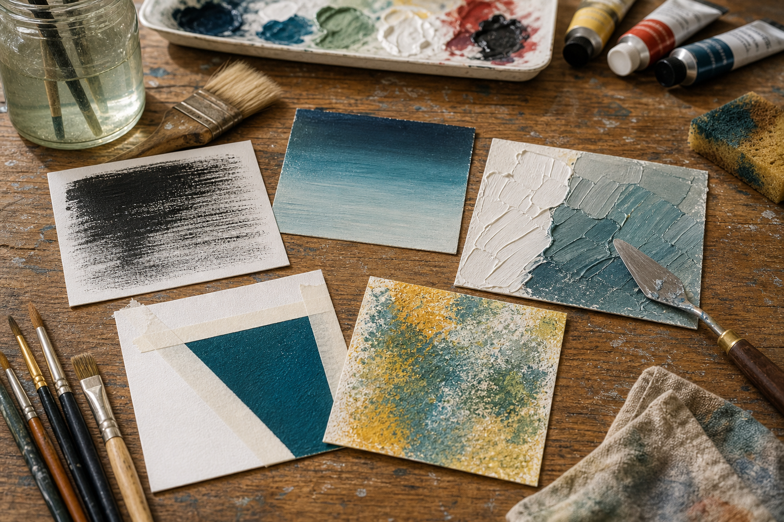 acrylverf technieken met droge kwast en textuur
