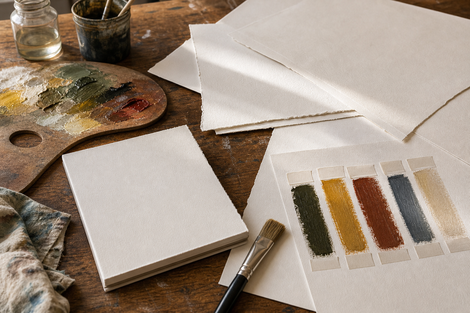papier voor olieverf met kleine kleurstudies